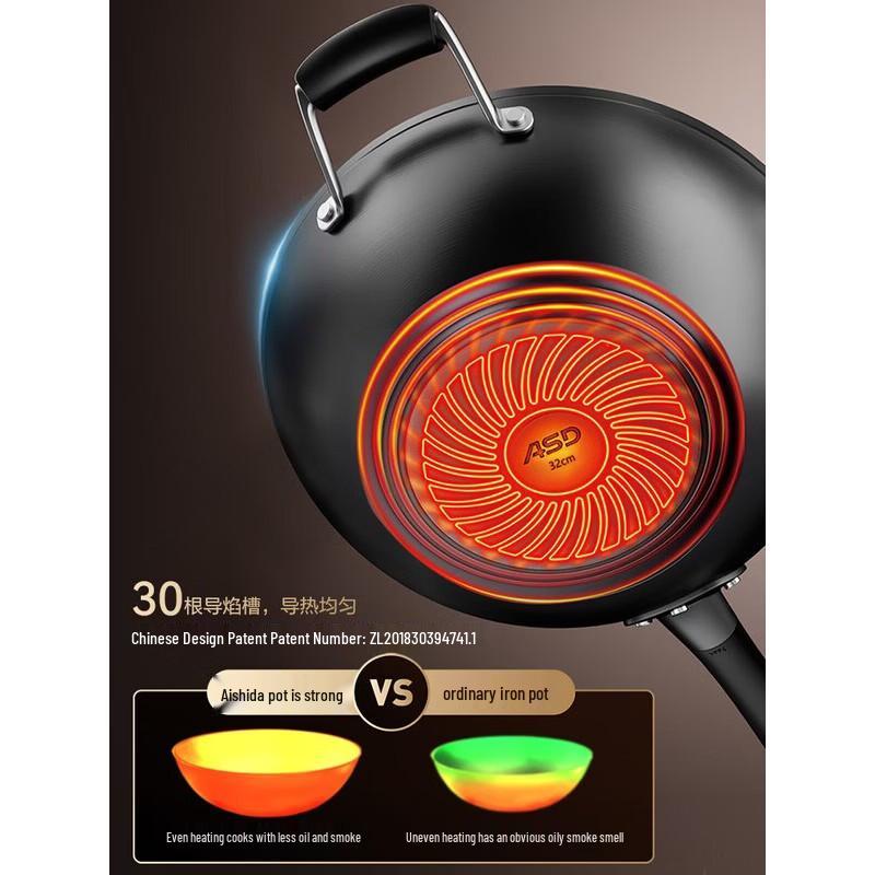 ASD 34cm Non-Coated Iron Wok
