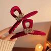 Lucky Red Flocking Shark Clip Festive Chinese New Year Hair Grab Wealth Hair Claw  Girl