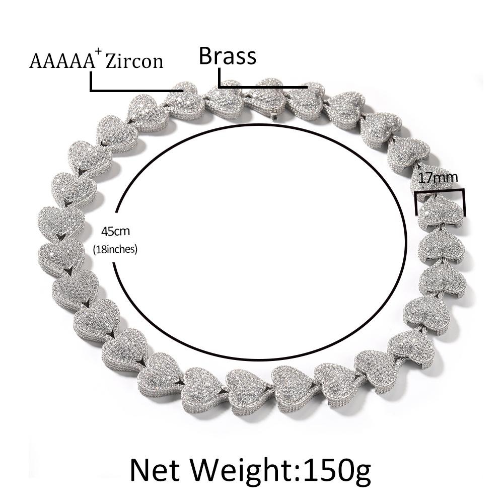 Iced Out Crossing Cz Heart Shape Necklace Fashion Jewelry Heart Tennis Choker Diamond Chain Women Man Necklace