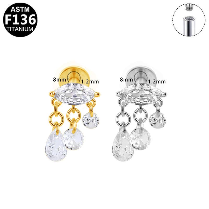 High-End Titanium F136 Internal Thread Cartilage Stud Earring - European & American Trendy Fashion