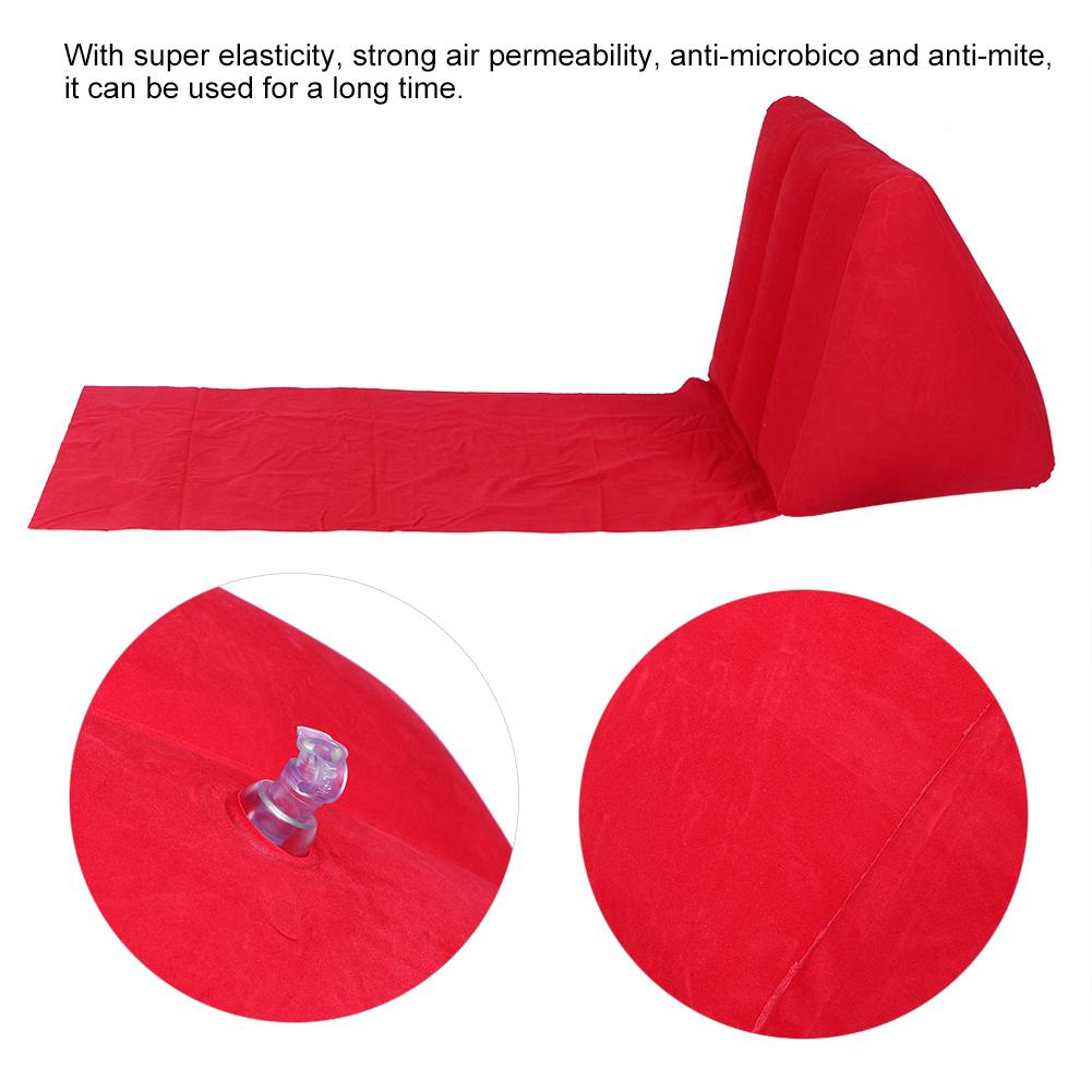 Household Inflatable Triangular Back Support Pillow Portable Folding Cushion Indoor OutdoorRed