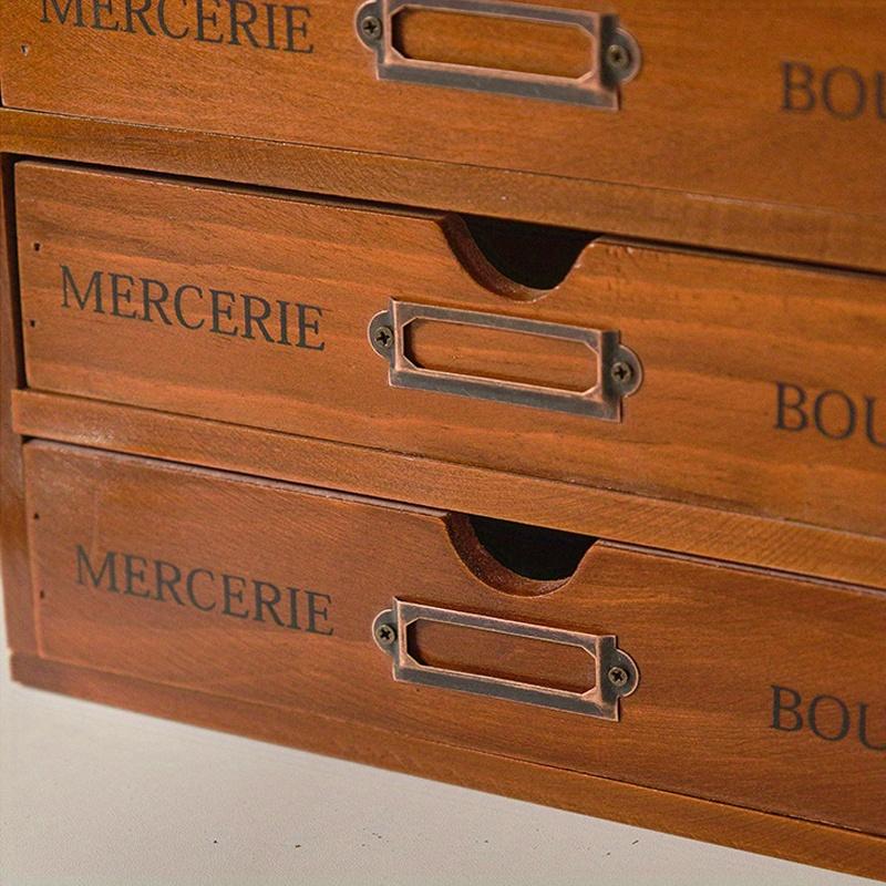 1pc 3/4/5 Drawers Retro Cosmetics&office Supplies Desk Storage box,Suitable for Dressing Table,school,office,dormitory Items Organization.