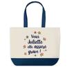 Tote Bag - PLANETEE - Juliette She's Awesome - Blue Background - Cotton 40x45 Cm - Large Size