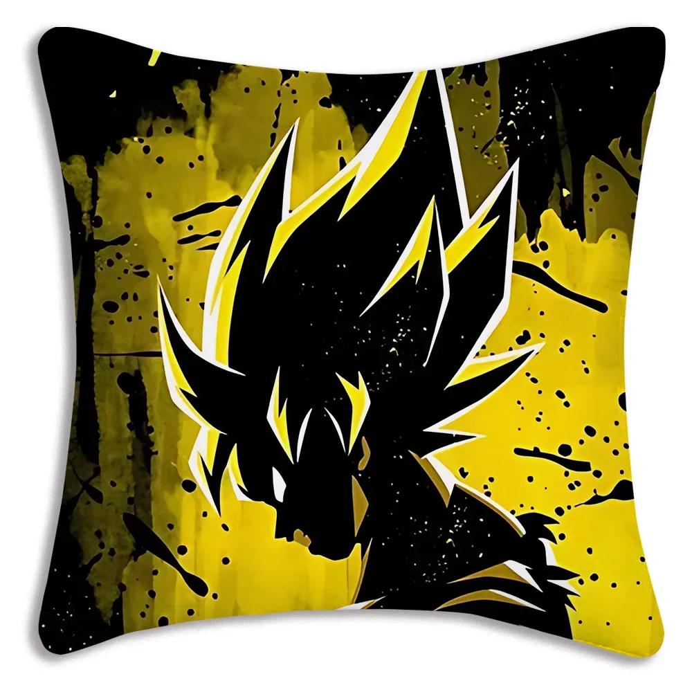 Anime Dragon Balls Z Goku Kawaii Kissenbezüge Cartoon Sofa Dekoratives Zuhause Doppelseitiger Druck Kurzer Plüsch Niedlicher Kissenbezug