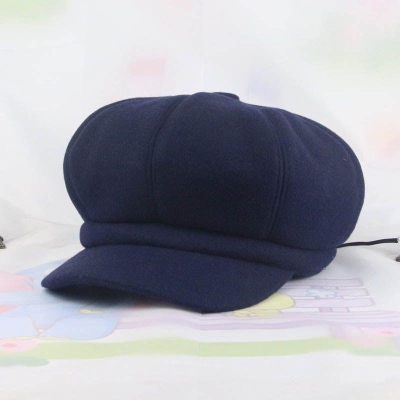 Chic And Stylish Women Vintage Solid Wool Gatsby Newsboy Octagonal Hat Cabbie Driver Cap