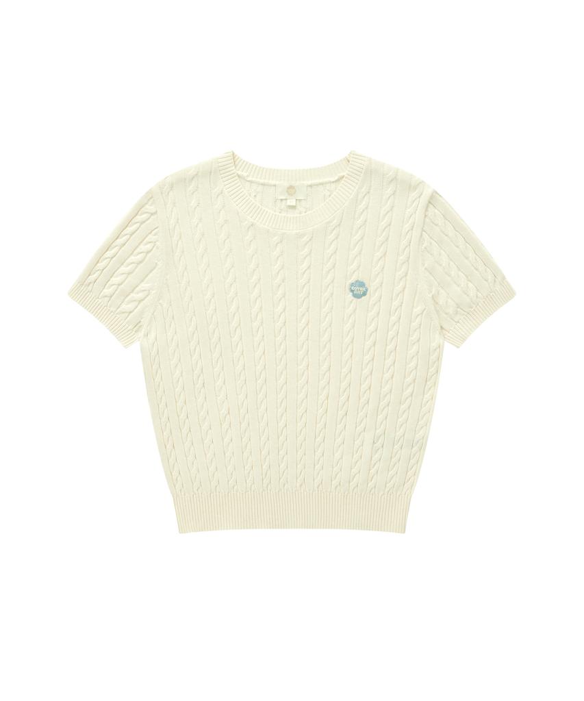 COVERNAT WOMAN Clover Heart Cable Half Knit Ivory