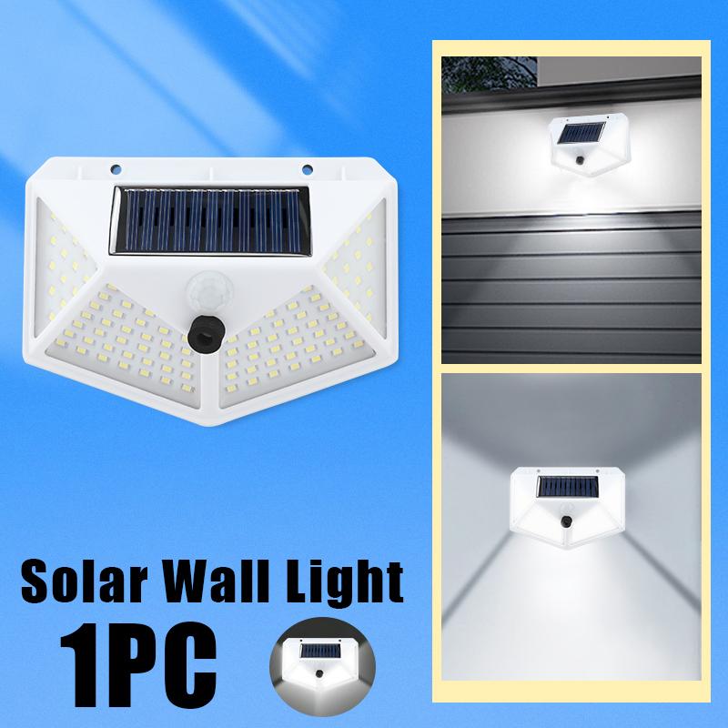 1-8 Kits Solar Wall Lights Outdoor 100 LED Motion Sensor 270° Range 3 Modes Wireless Energy Saver for Yard, Garden, Lawn, Patio