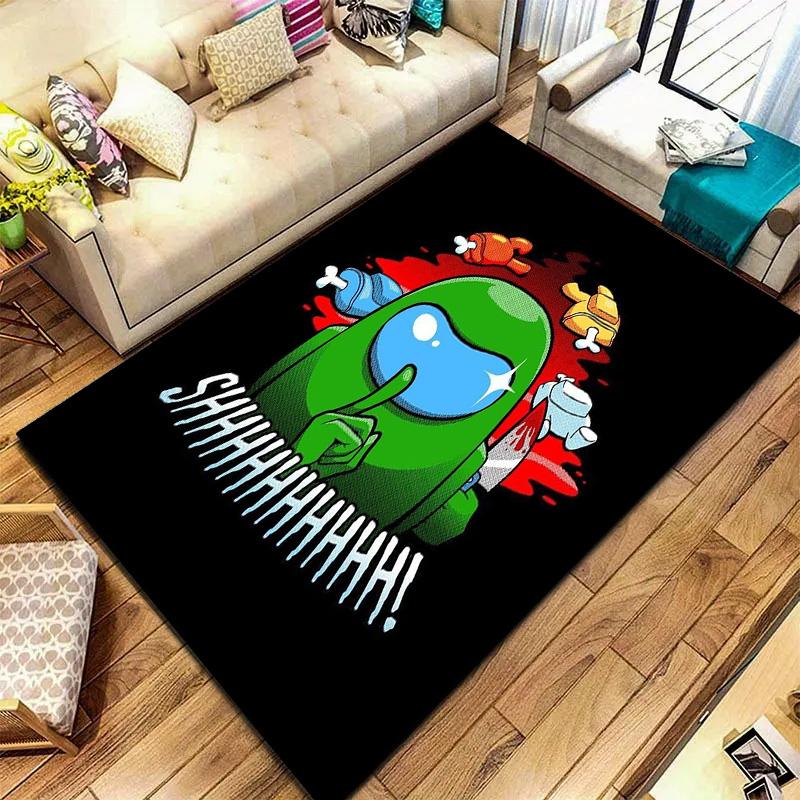 Tappeto Among Us per Soggiorno Camera da Letto Casa Decorazione Divano, Tappetino Antiscivolo per Giochi Bambini
