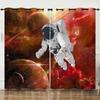 Curtains Starry Sky Astronaut Digital Printed Curtains Blackout Punched Bedroom