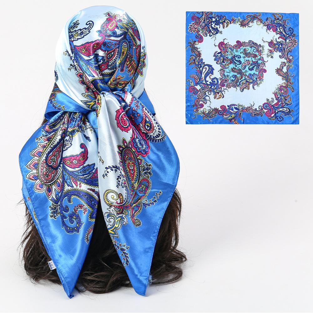 70x70cm Silk Scarf for Women Summer Silk Shawl Print Square Headscarf Bandana Office Ladies Neck Scarf Hair Band Gift Muffler