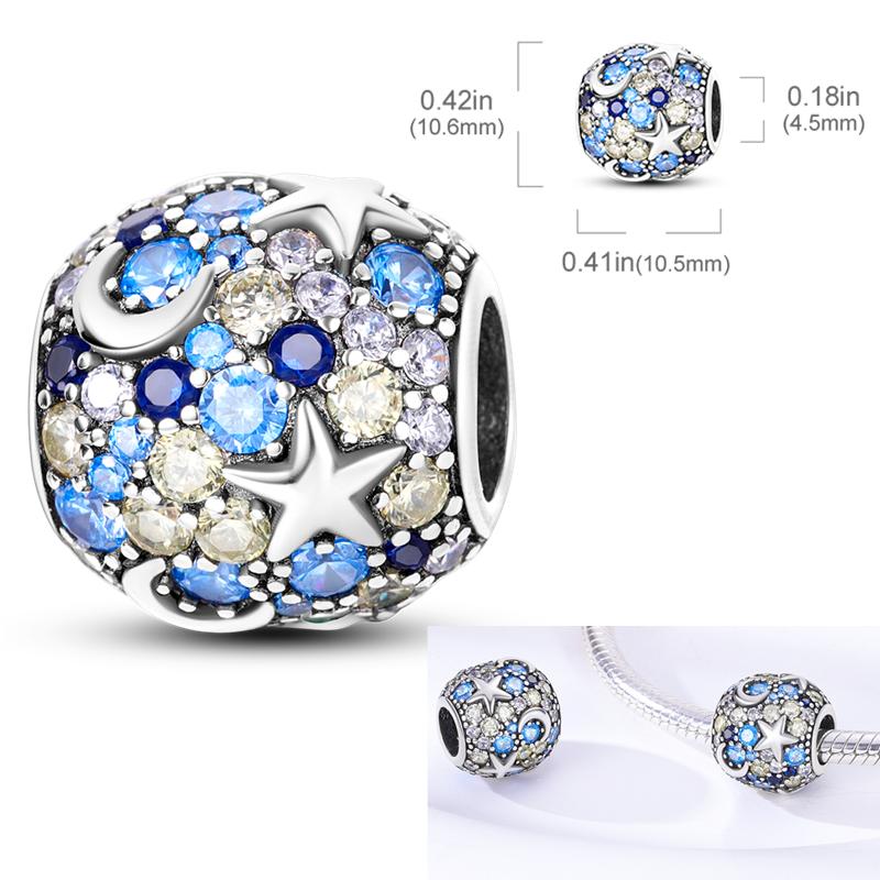 Shining New In Charms Bead Original Accessories Bracelets Copper Inlaid Zirconium Star Moon Dangle Diy Jewelry Gift Making