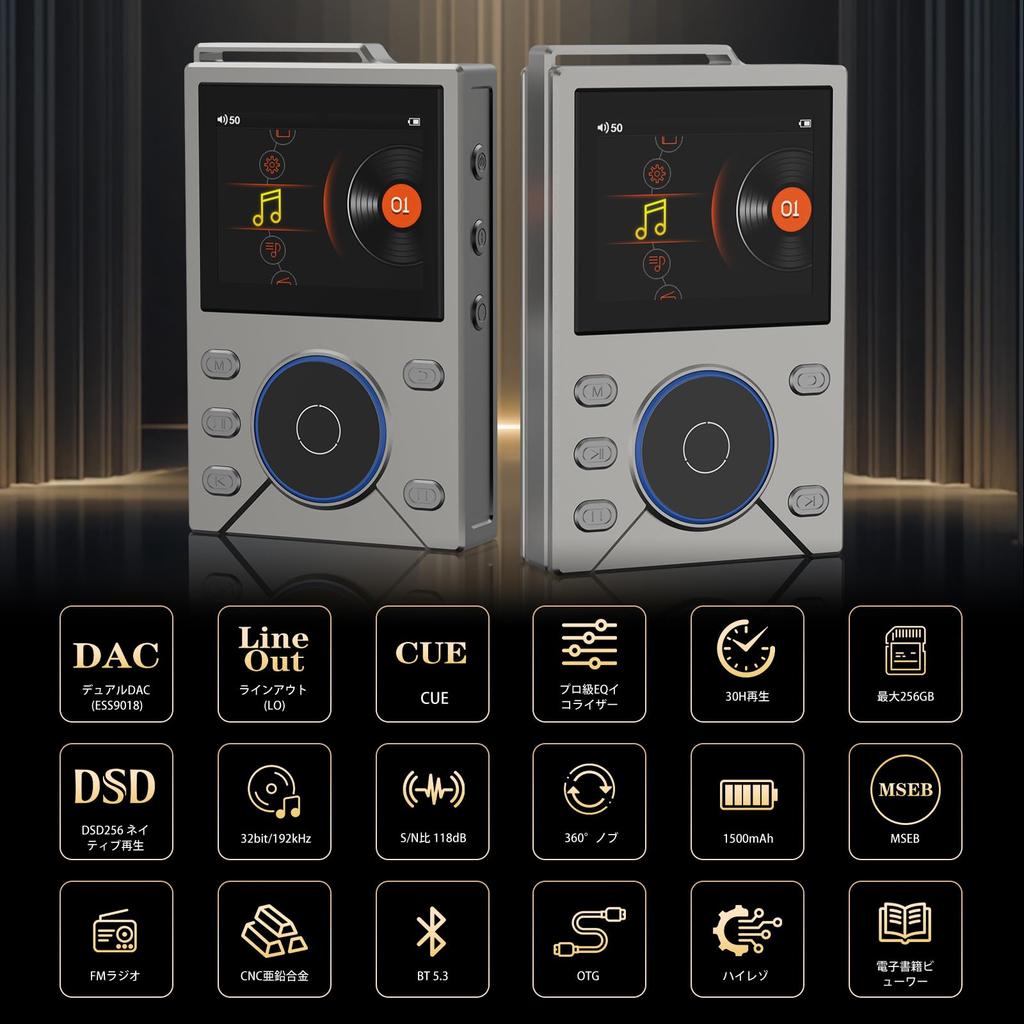 MP3 Player, High-Resolution Audio Compatible, HiFi Lossless Sound Quality, Bluetooth 5.4, Music Player for Music Lovers, 80GB Large Capacity (16GB Bui