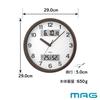 MAG (Mag) Wall Clock, Analog, Stylish, Interior Decor, Thermometer, Hygrometer, Calendar, Quiet, Continuous Second Hand, 29.0cm Diameter, Wood Grain F