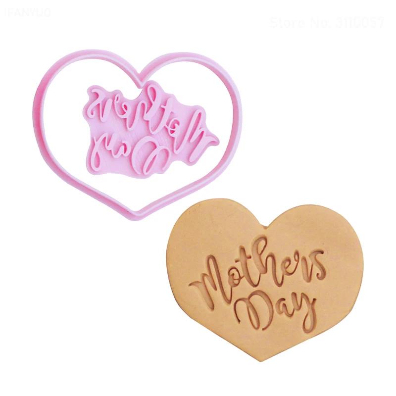 New English Blessing Words Happy Birthday Valentine Mother's Day Thank You Cookie Mold Embossing Stamp Press Frame Baking Tools