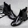 Womens Lacquer Leather Short Boots Four Seasons British Fashion Plush Comfort Boots Outdoor Walking Casual Shoes