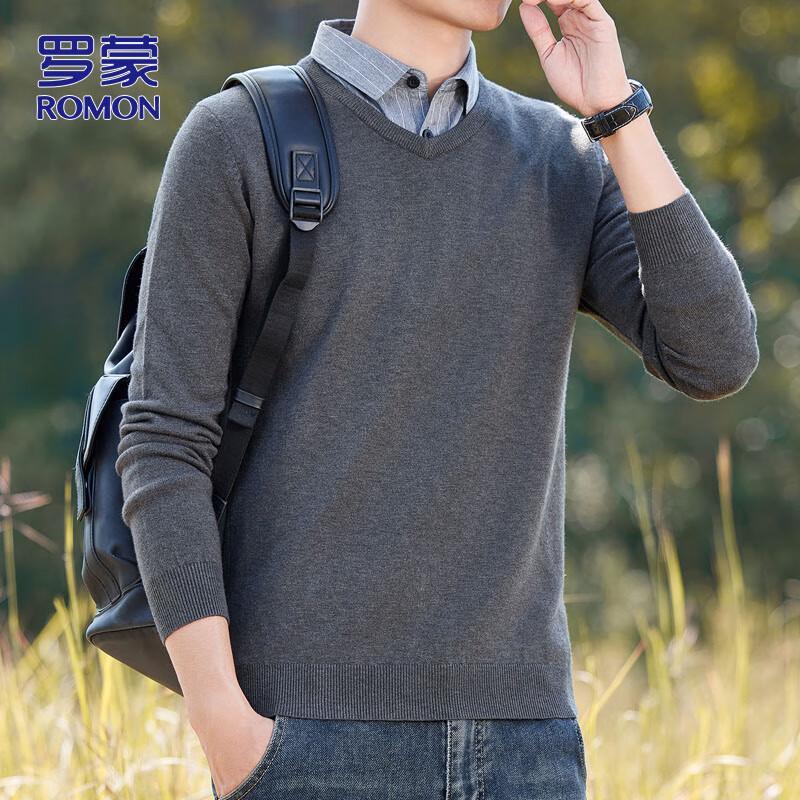 Romon Men's Faux Two-Piece Knit Sweater