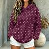 Women's Polka Dot Hooded Flannel Top, Long Sleeve Casual Pullover with Pockets for Fall and Winter