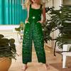 Women's Casual Jumpsuit Sleeveless Christmas Printed Cotton Jumpsuit