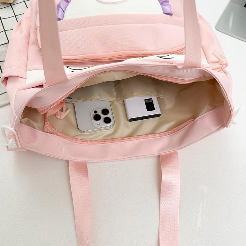 Cartoon Cat Crossbody Bag College Style Large Capacity Shoulder Tote Bag Student Class Book Bag