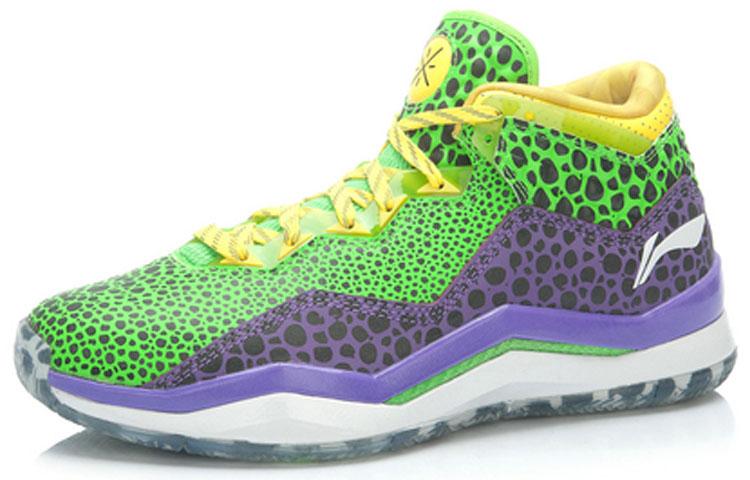 LiNing WOW 3 Way Of Wade 3 All-Star Cushioned Slip-Resistant Coverage Mid-Top Basketball Shoes Men's Green Purple ABAJ013-30