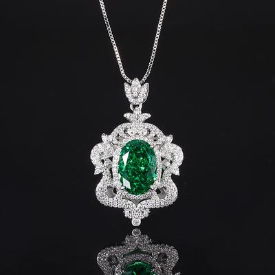 Jewelry Copper Bottom Gold-Plated High Carbon Diamond Ice Flower Copper Temperament Light Luxury Egg-Shaped Pendant Female 10 * 14