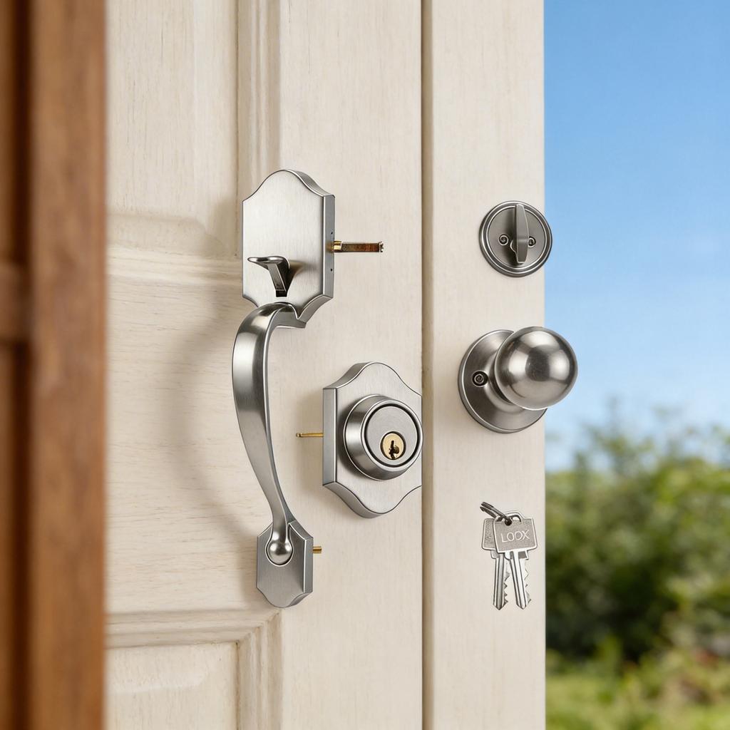 High Security Front Door Handle Lock Set Precisions Cylinder Antislip Sliding Handle for Enhances Protecting
