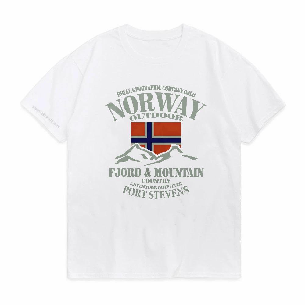 Norway Flag Fjord Mountain print graphic T Shirt Crazy Hip Hop Mens Shirt Crewneck  Short Sleeve Funny Tshirts o neck tees
