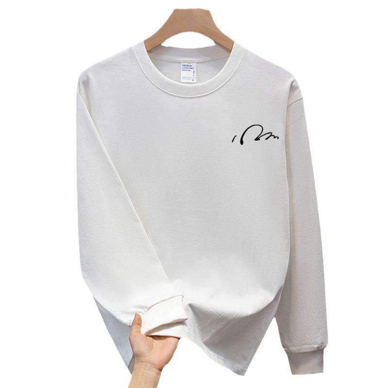 Heavy Round Neck Men'S T-Shirt Autumn American Trendy Brand Personalized High-Quality Printing Versatile Long-Sleeved Clothes