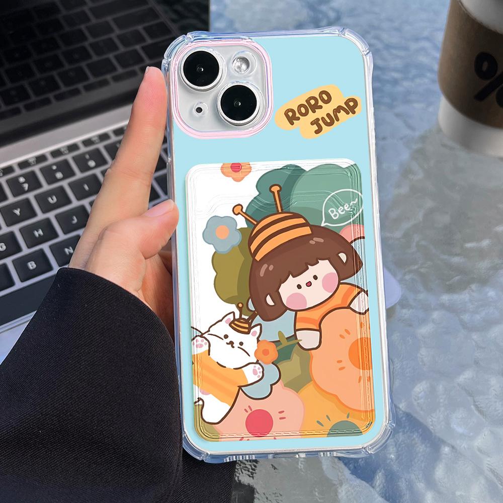 Card Phone Case for iPhone 11 13 XR 15 14 Pro Max iPhone 12 16 7 8 Plus XS Max Samsung S24 S23 A15 A55 A05 A54 Redmi 12 13C 13 9 Cartoon Protection