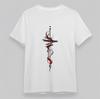 Men's Classic T-Shirt Dynamic Red Black Abstract Line Art Cotton Plus Size Tee