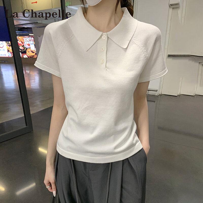 La Chapelle Women s Short Sleeve Polo T-Shirt One Size белый