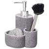 Kitchen Dispenser for Dishwashing Liquid with Brush and Scourer Gray
