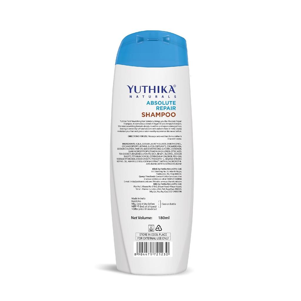 Yuthika Absolute Repair Shampoo For Damaged Hair 180ml | Total Nourishing Hair Care For Men & Women