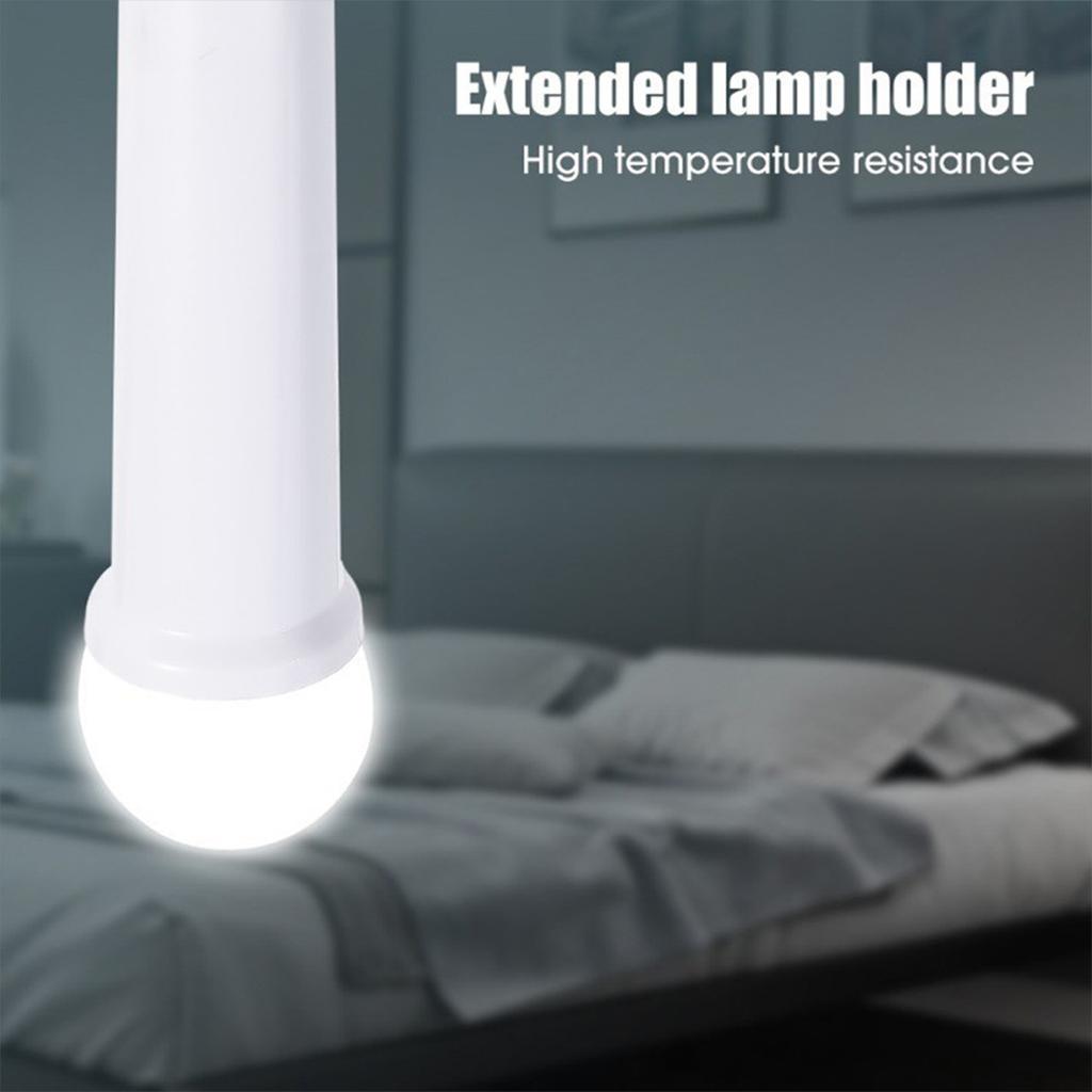 E27 to E27 Extender Lamp Holder 220V Accessories Bulb Socket Base Silicone Adapter Screw Holders Bases Head 65-120Mm White-Shell