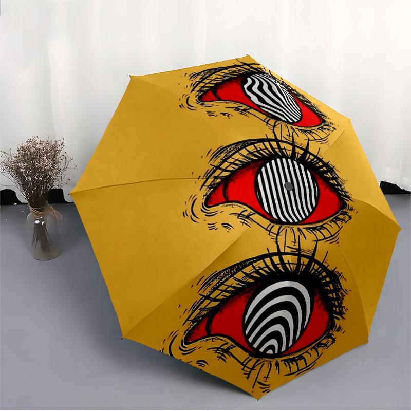 1pc Abstract_Eye_Design Automatic Folding Umbrella, Portable & Foldable Design with 8 Ribs, Casual Outdoor Accessory Yy250805131