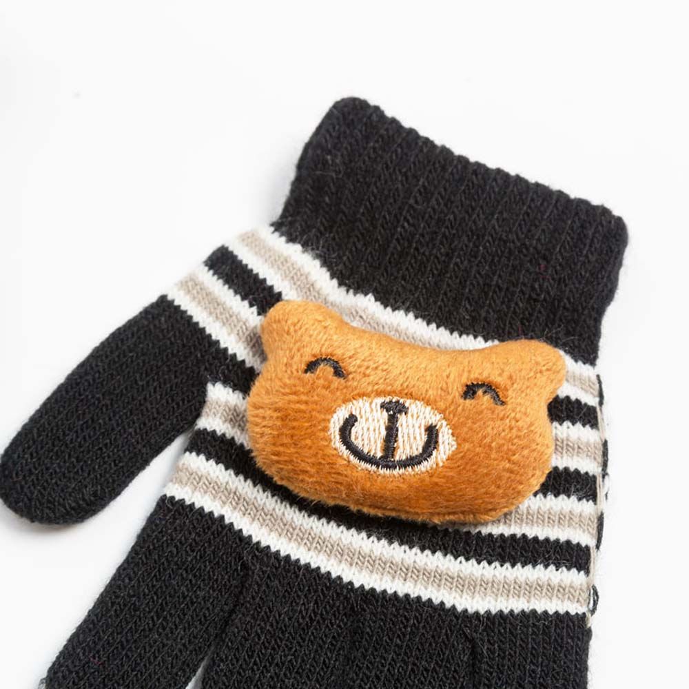 Outdoor Sports Boys Winter Warm Printed Stripe Knitting Mittens Full Finger Gloves Kids Mittens