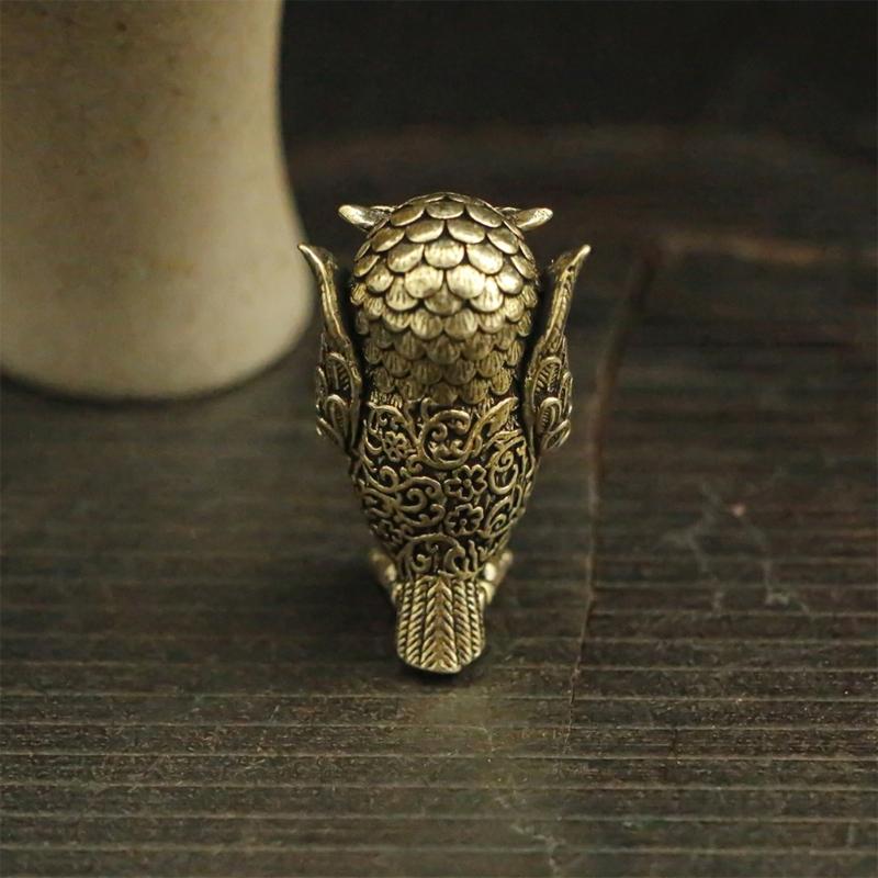 Retros Owl Sculpture Solid Brasses Durable Decoration for Desk Shelf Gift Artistic Handmade Figurine
