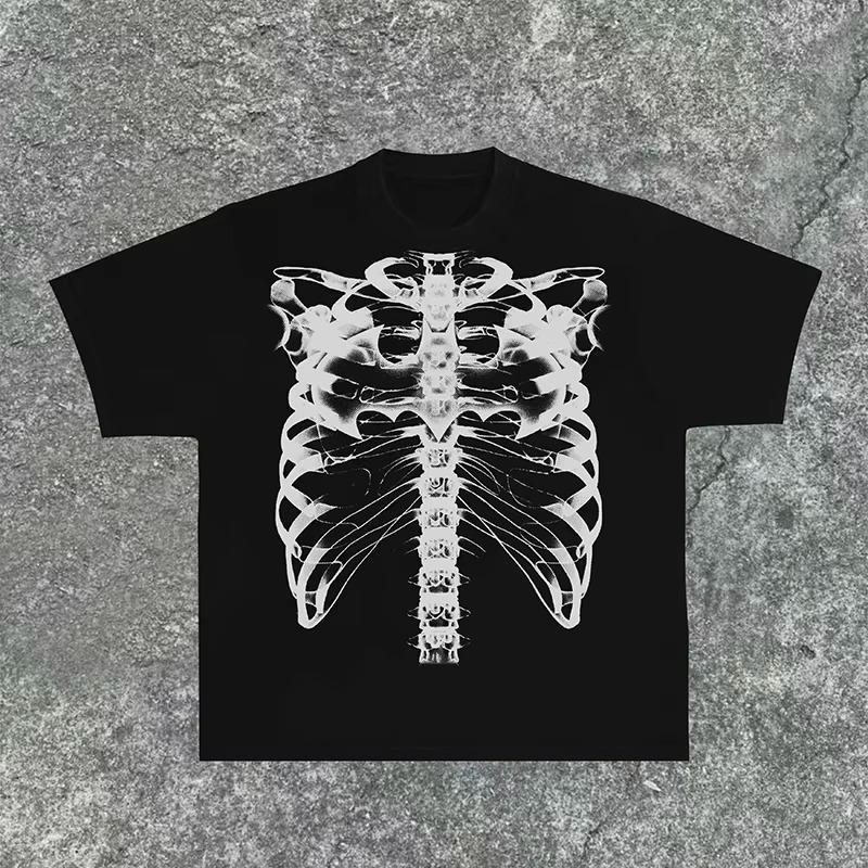 Classic Darkaesthetic Xray Ribcage Skeleton Butterfly Graphic Tee Cotton Unisexs Unisexs Tshirt Y2k Streetwear