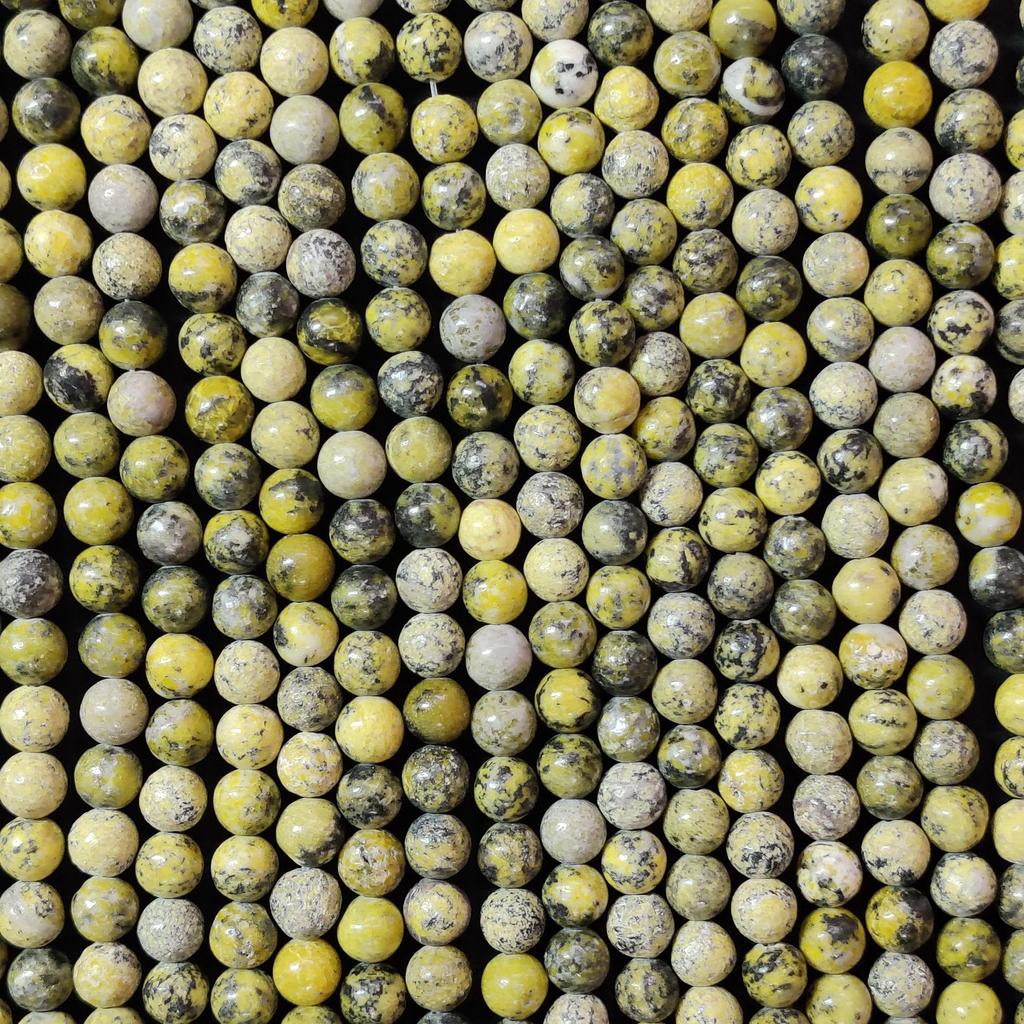 Smooth Round Yellow Serpentine Beads, Loose Beads, Full Strand 14-15 Inch Beads, Gemstone Beads for Jewelry Making, 6mm 8mm 10mm Size Beads.