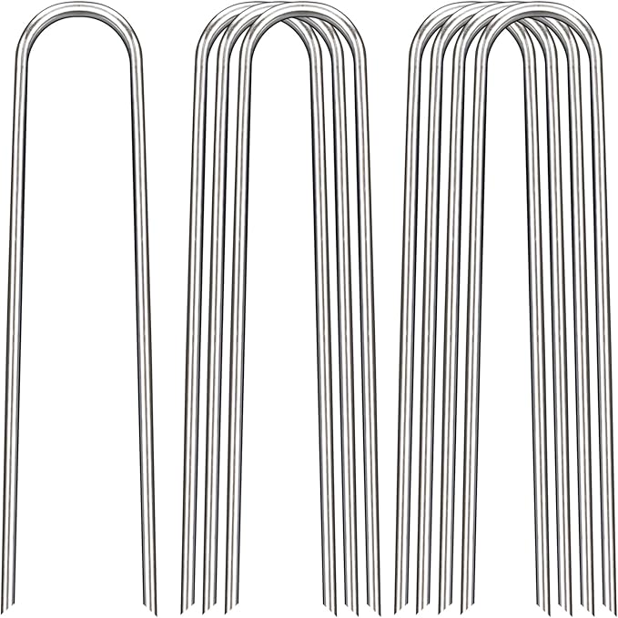 5 Stück U-förmige Gartennägel mit Polstern Metallzaunrohrpfähle Verzinkte Landschaftsspikes zum Befestigen von Rasenflächen Barriere Bodennägel