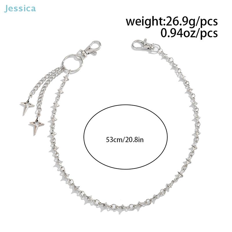 Silver Star Pendant Pants Chain | Edgy Streetwear Waist Chain For Jeans & Casual Outfits