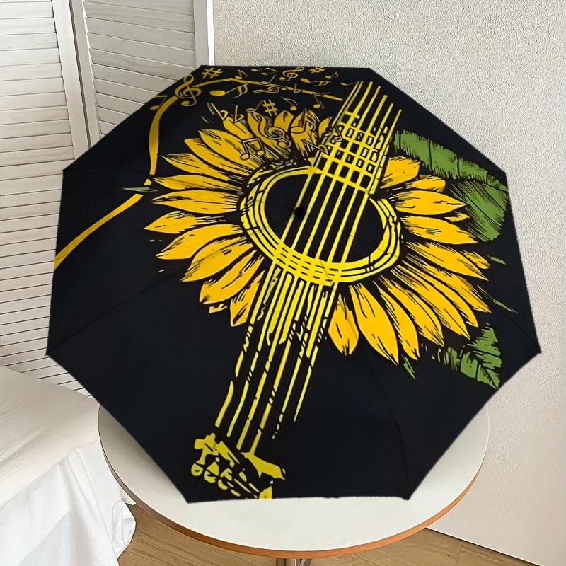 

1pc Sunflower Guitar Music Notes Artwork Umbrella with Plastic Handle,Suitable for All Seasons Home Travel Outdoor UmbrellaDD1257