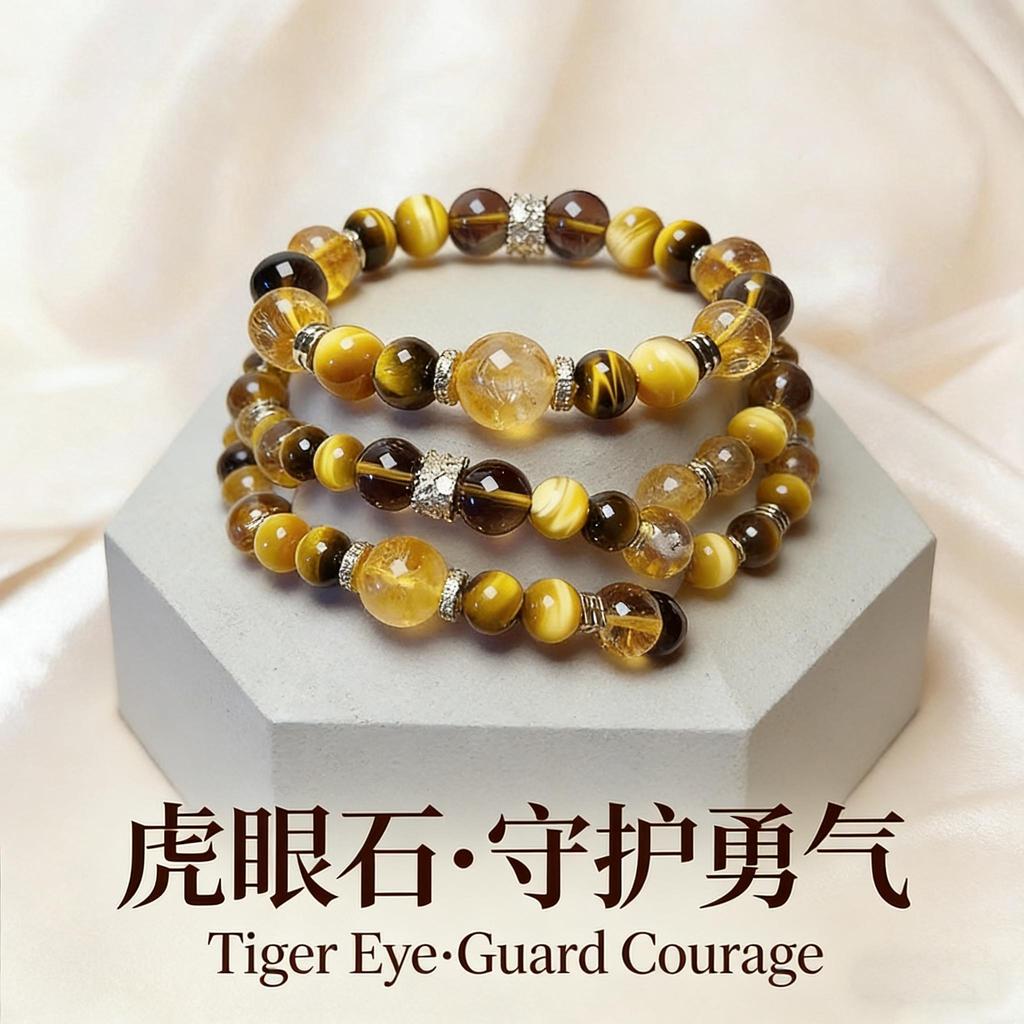 Yellow Tiger's Eye Tower-Shaped Bracelet – Wealth & Career Success-Traditional Chinese Culture Jewelry