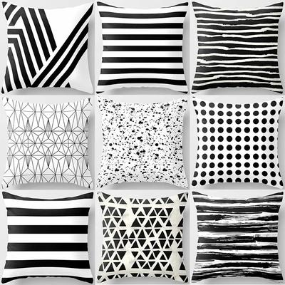 Black and White Geometric Pattern Pillowcase Modern Simple Ins Style Cushion Creative Striped Polka Dot Sofa Decorative Pillow