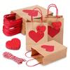 10PCS Valentine's Day Heart Candy Bags Kraft Paper Gift Bags with Handles for Weddings and Birthday Parties