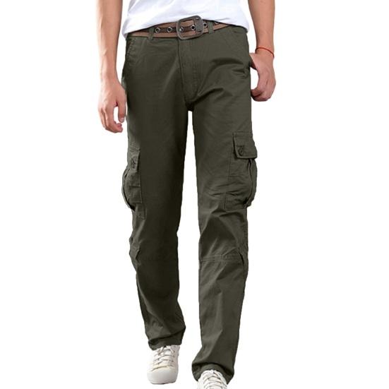 

Мужские брюки-карго, однотонные, свободные, с несколькими карманами, мягкие дышащие, прямые, со средней талией, повседневная уличная одежда, повседневные длинные брюки 3XL зелёный