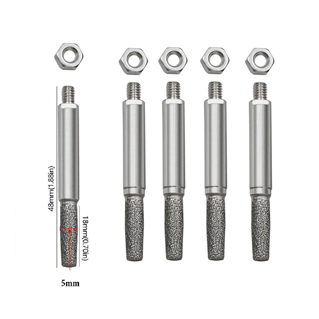 5PCS 4/5/6mm Grinding Head Cylindrical Burr Chainsaw Sharpening Kit Sharpener Grinding Head For Metal Processing CNC Machining