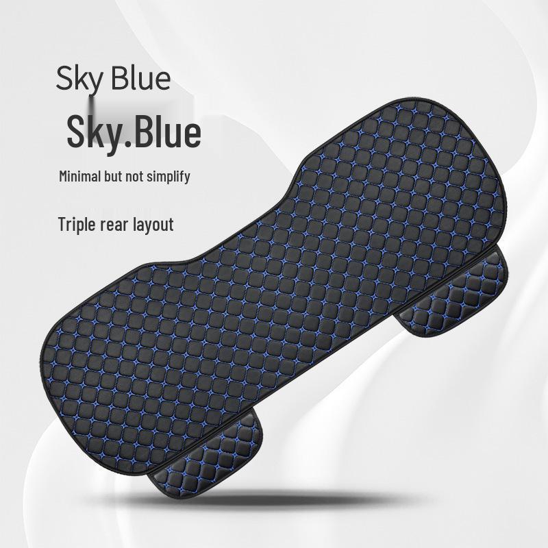 Universal Nappa Leather Car Seat Cushion: Star Embroidered, Backless, Non-Slip, Three-Piece Set