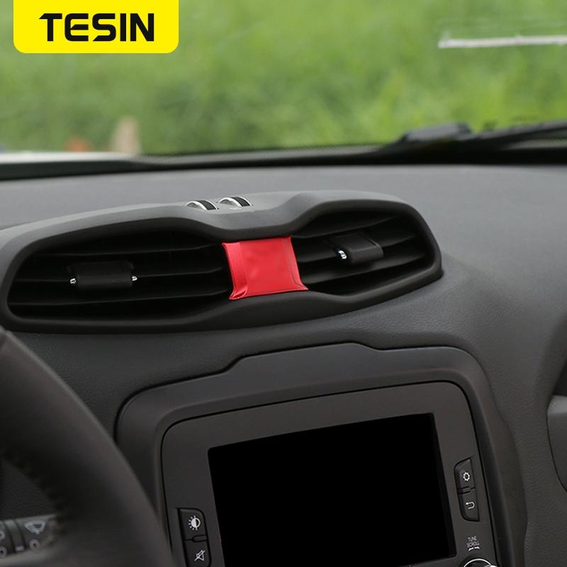 TESIN Car Central Air Conditioning Vent Decoration Cover Sticker Trim for Jeep Renegade 2016 Up Car Styling Interior