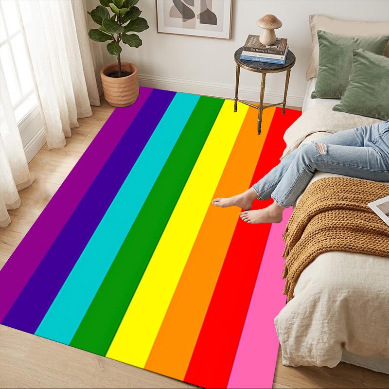 Rainbow Flag Living Room Nonslip Area Rug Soft Carpet For Bedroom Game Playroom Sofa Office Home Decor Doormat Christmas Gift C9301265